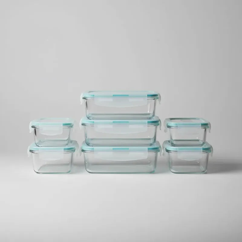 Set 2 Tupper Hermético Vidrio 1520ml Transparente