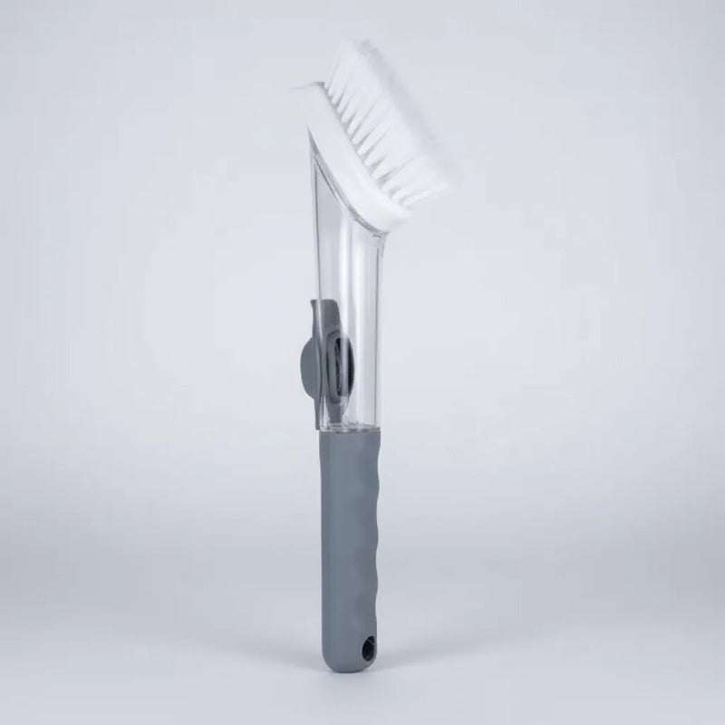 Cepillo Lavaplatos Con Dispensador De Jabón  Gris 23.5cm Gris