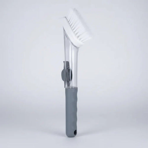 Cepillo Lavaplatos Con Dispensador De Jabón  Gris 23.5cm Gris