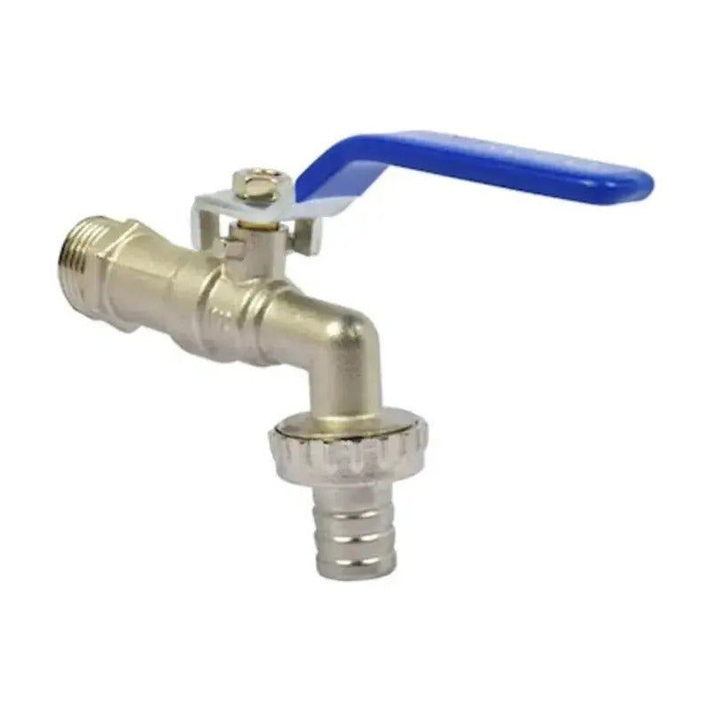 Llave Jardín Bola 1/2 Azul Con Unión Manguera