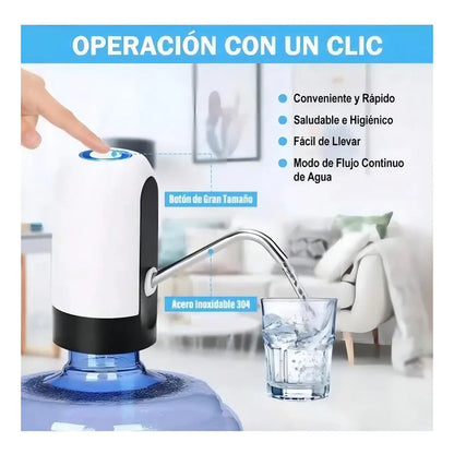 Dispenser De Agua Portatil Usb Bomba Dispensador Bidones Color Blanco