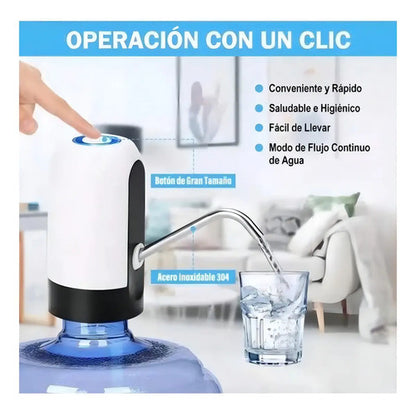Dispenser De Agua Portatil Usb Bomba Dispensador Bidones Col Blanco