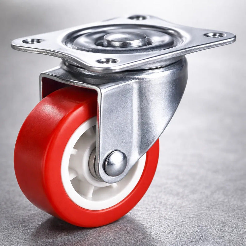 Pack De 4 Ruedas Giratorias Multifuncionales De 65mm Rojo