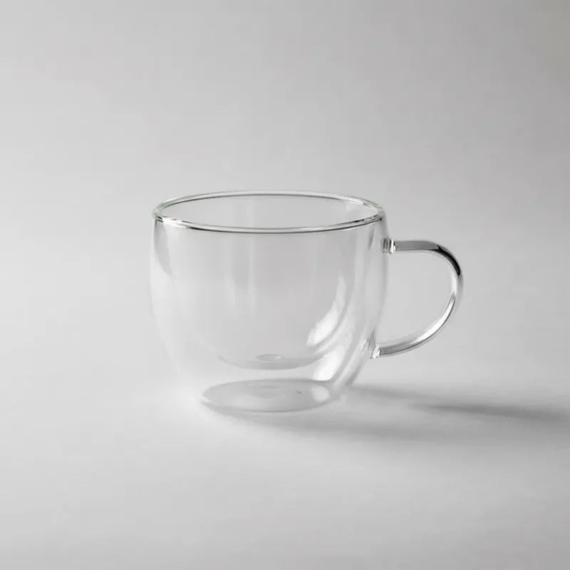 Pack 4 Tazas De Vidrio Doble Pared Redondeada 150 Ml Vidrio