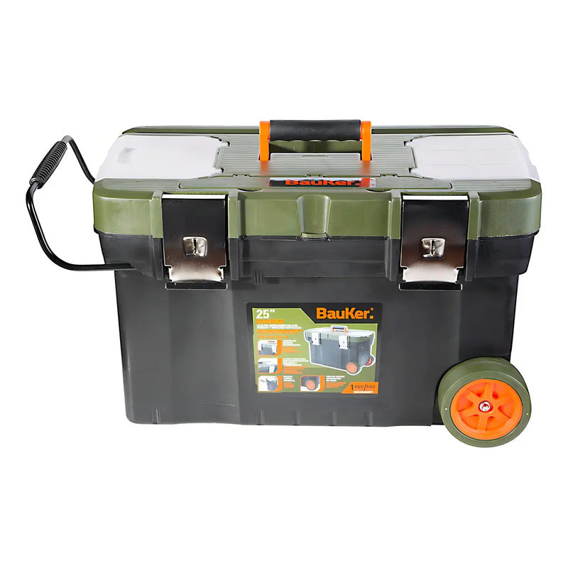 Caja De Herramientas Organizador 2ruedas 25pulgadas Bauker Verde