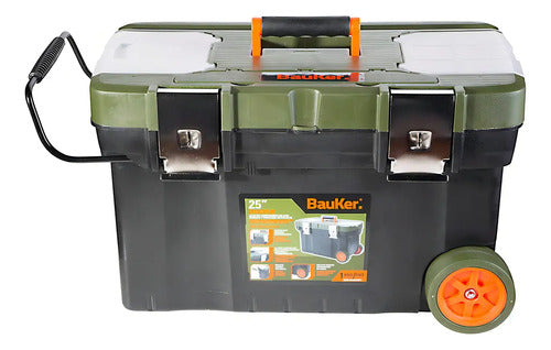 Caja De Herramientas Organizador 2ruedas 25pulgadas Bauker Verde