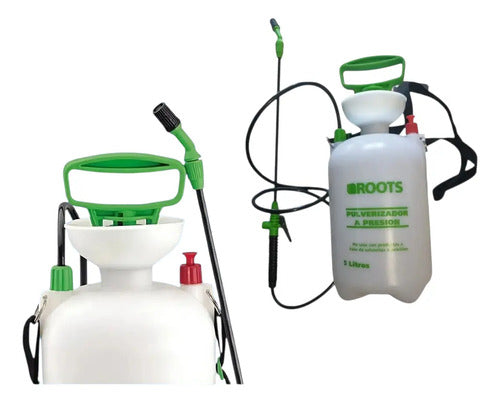Pulverizador A Presion 5 Litros Fumigador Regadera Jardin Blanco