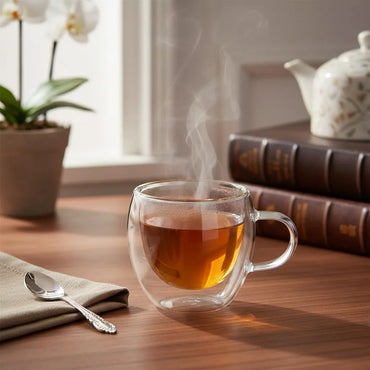 Pack 6 Tazas de Vidrio Doble Pared con Asa 80 Ml Transparente - imagen 2