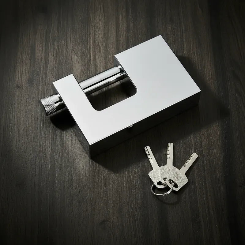 Candado Cuadrado 80mm Seguridad Blindado Color Plateado Plateado