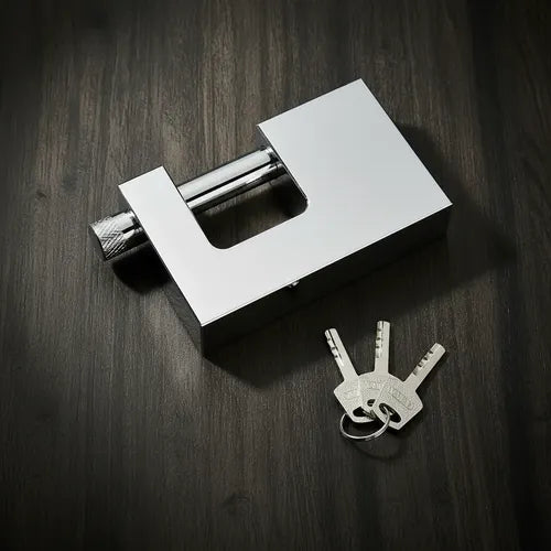 Candado Cuadrado 80mm Seguridad Blindado Color Plateado Plateado