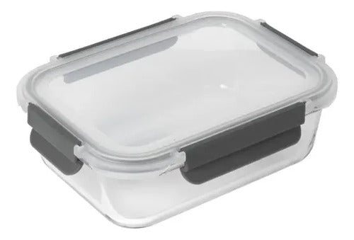 Set 2 Tupper Hermético Vidrio 1040ml Transparente