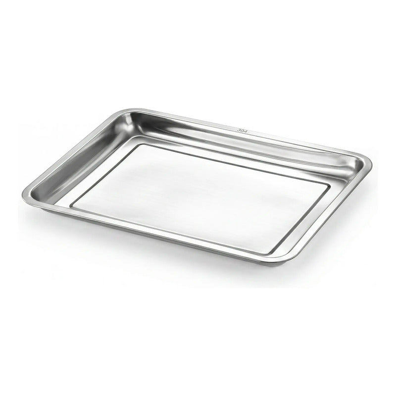 Bandeja De Acero Inoxidable 40 X 30 2cm Plateado