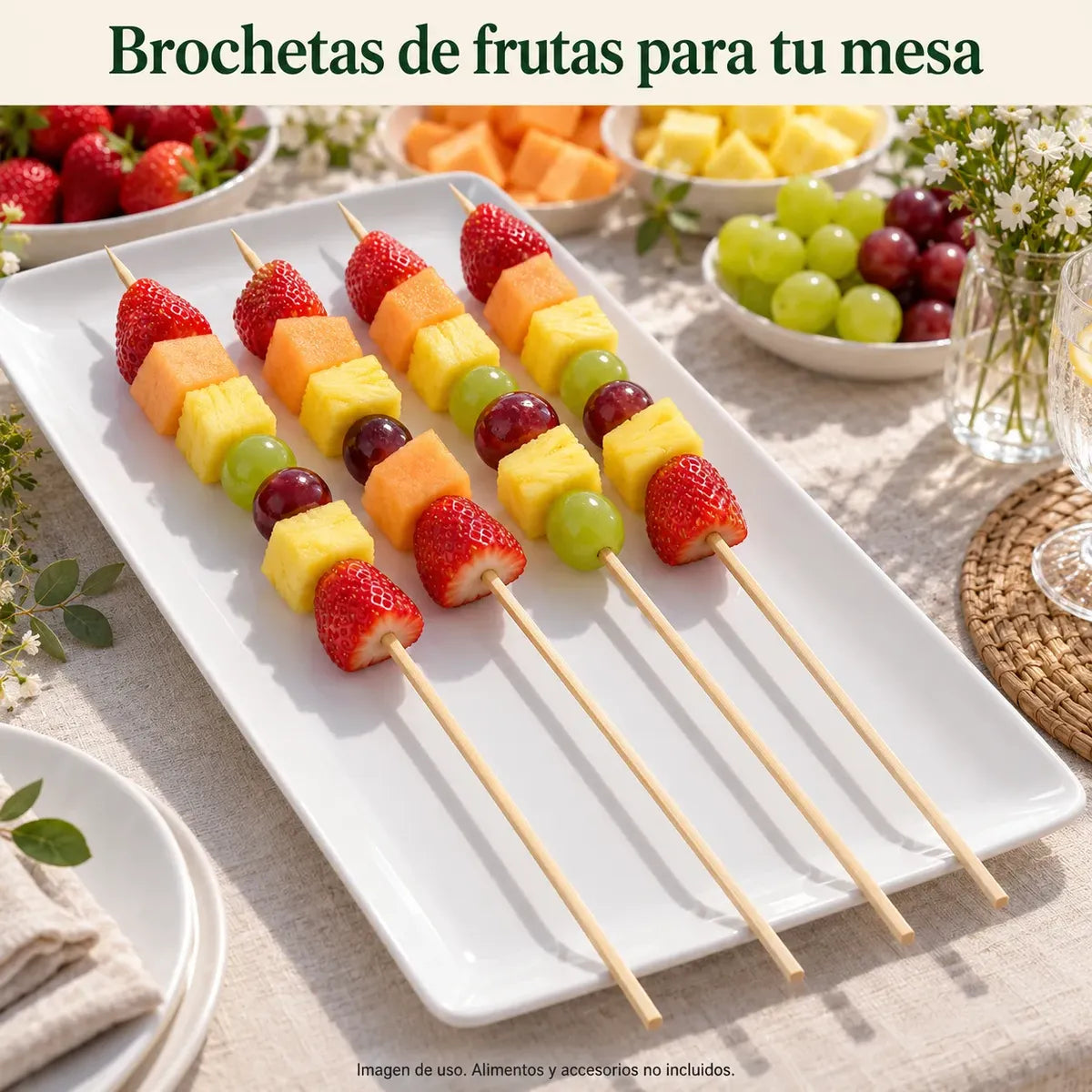 Palos para Anticuchos Brochetas Bambú 3mm X30 Cm 80 Piezas Beige