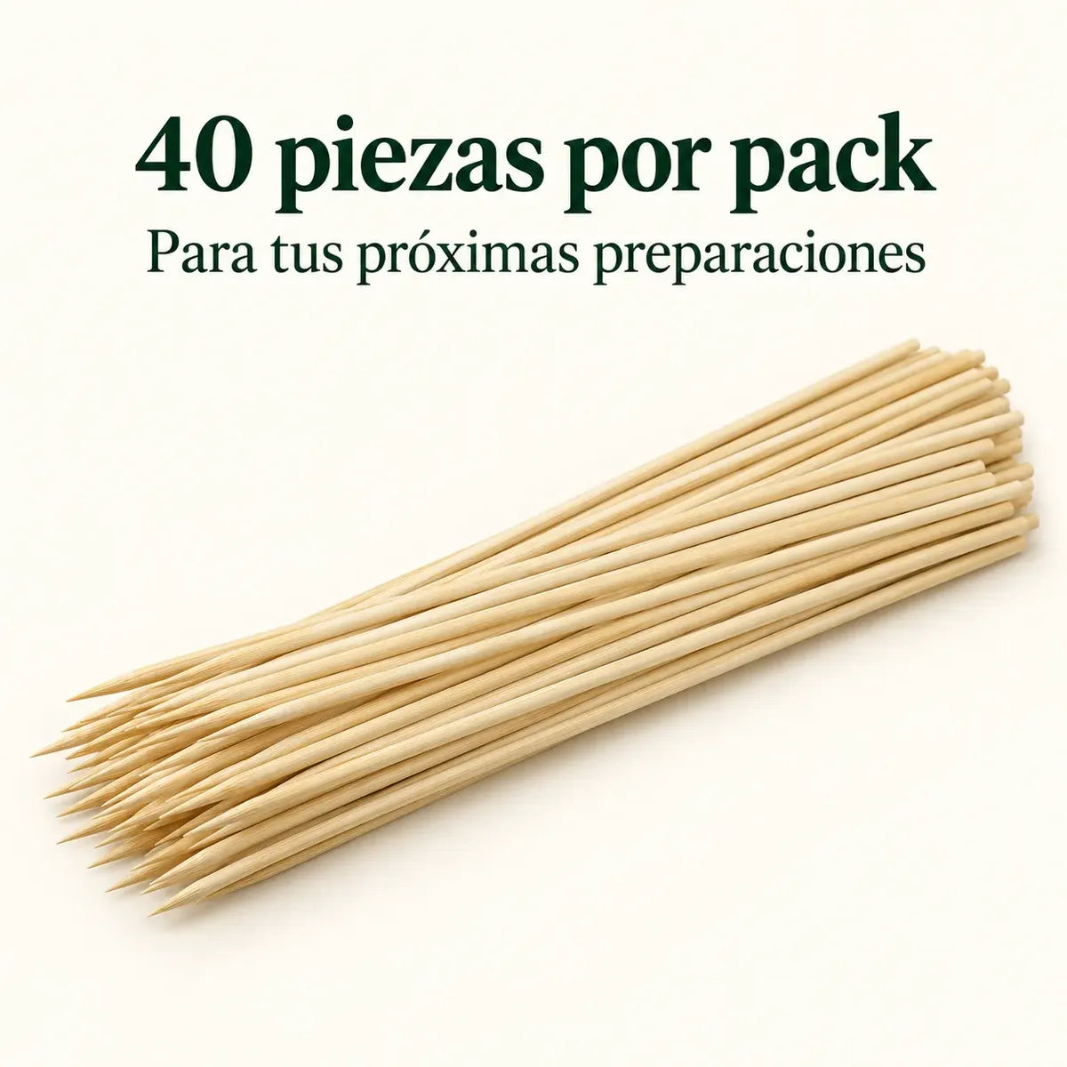 Palos para Anticuchos Brochetas Bambú 5 Mm X40 Cm 40 Piezas Beige