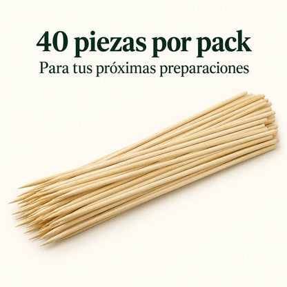 Palos para Anticuchos Brochetas Bambú 5 Mm X40 Cm 40 Piezas Beige