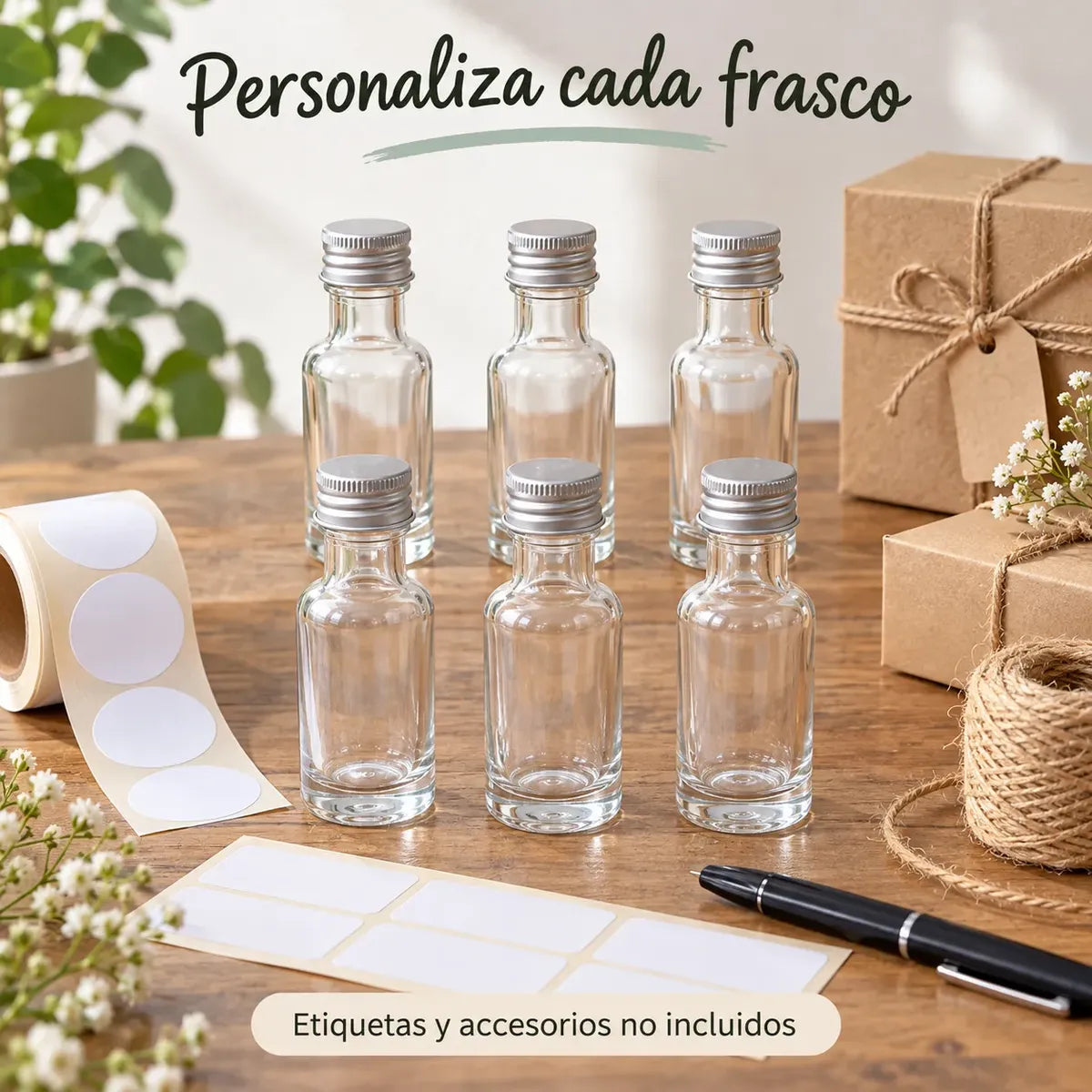 Pack 12 Frascos De Vidrio Ideal Para Aceite O Esencias