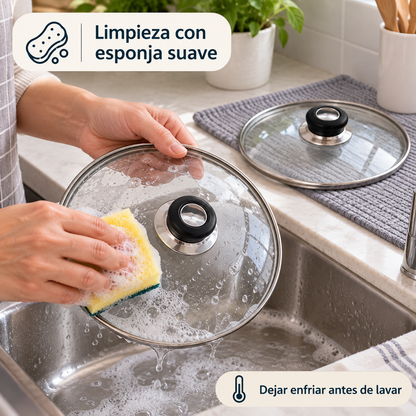 Pack 2 tapa de Cristal 18 Cm para Sartén, Ollas Vidrio