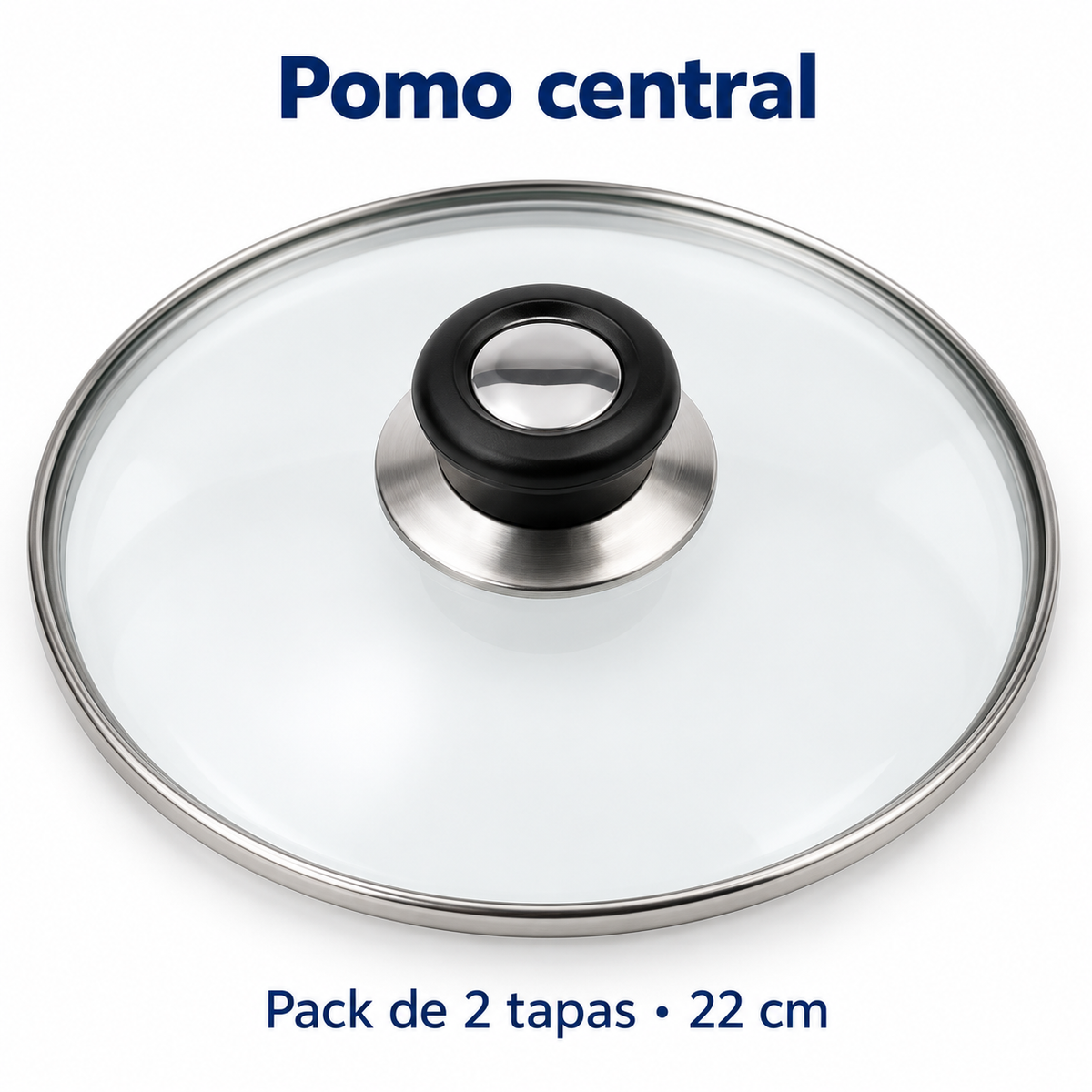 Pack 2 tapa de Cristal 22 Cm para Sartén, Ollas Vidrio