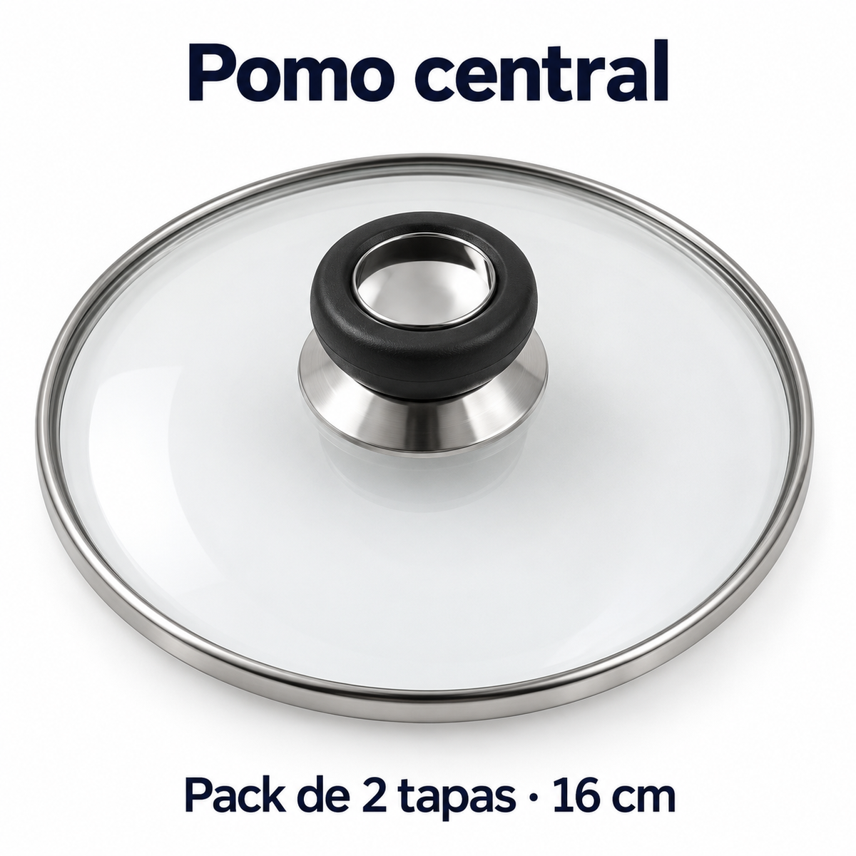 Pack 2 tapa de Cristal 16 Cm para Sartén, Ollas Vidrio