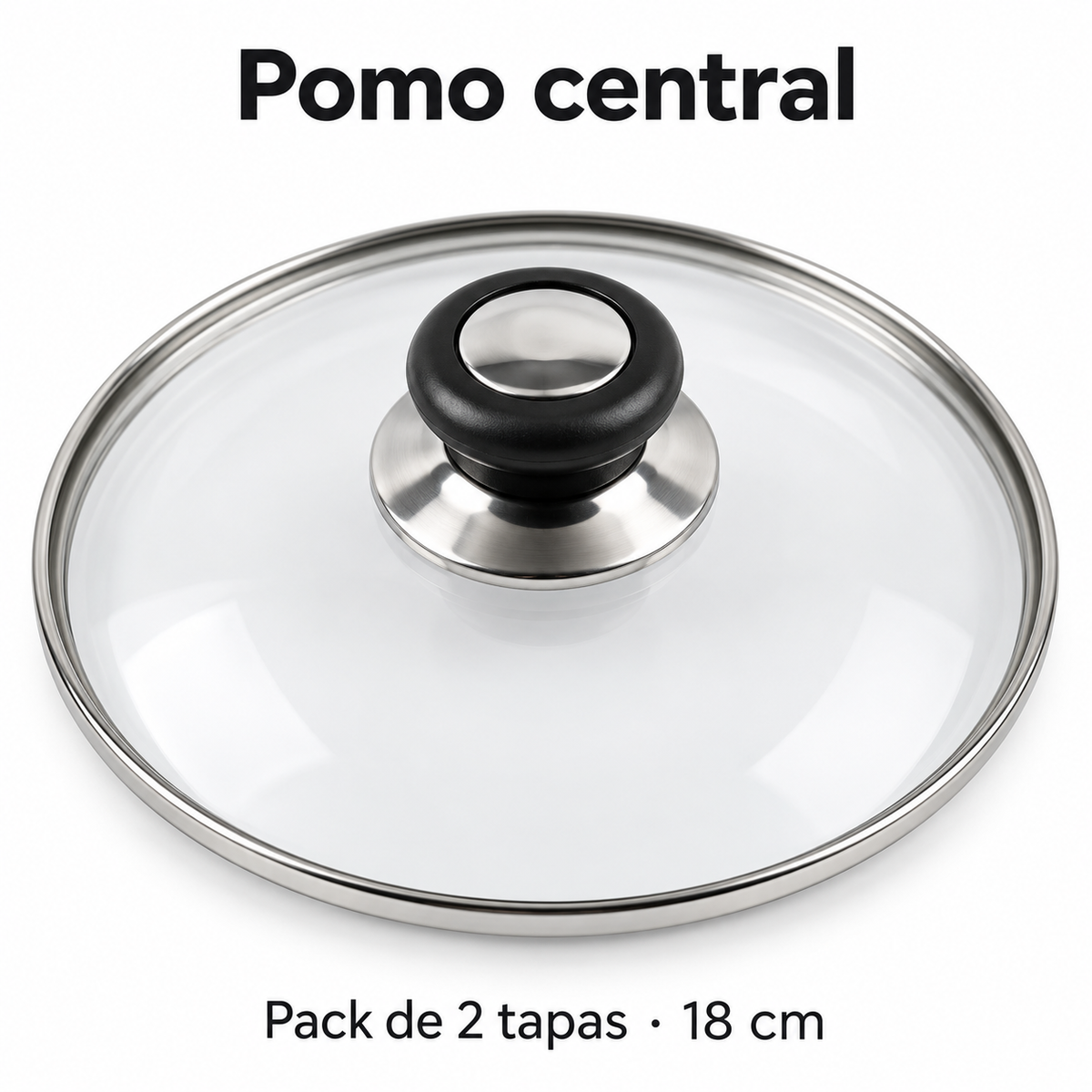 Pack 2 tapa de Cristal 18 Cm para Sartén, Ollas Vidrio