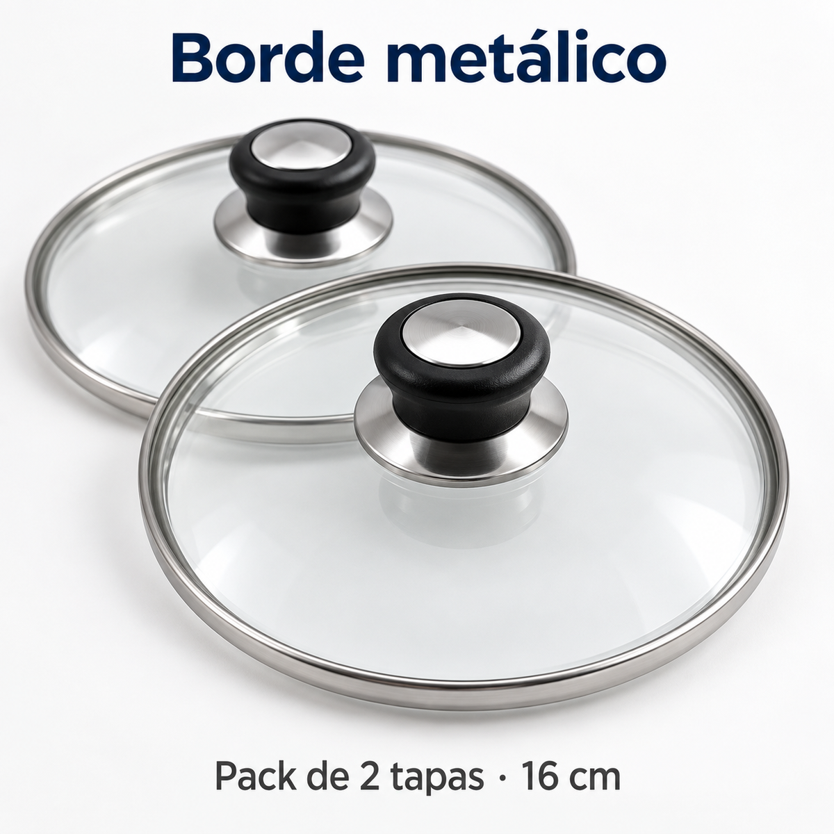 Pack 2 tapa de Cristal 16 Cm para Sartén, Ollas Vidrio