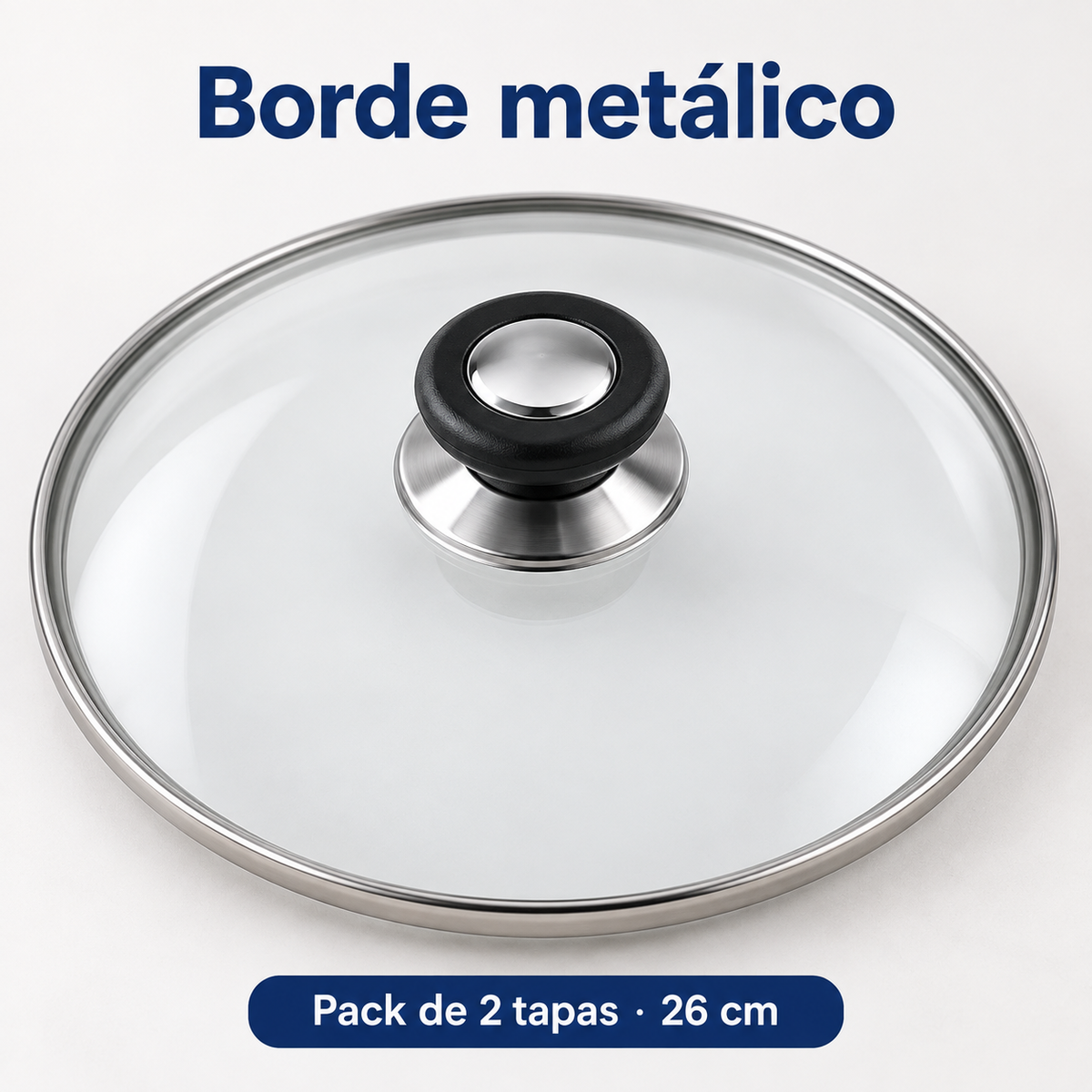 Pack 2 tapa de Cristal 26 Cm para Sartén, Ollas Vidrio