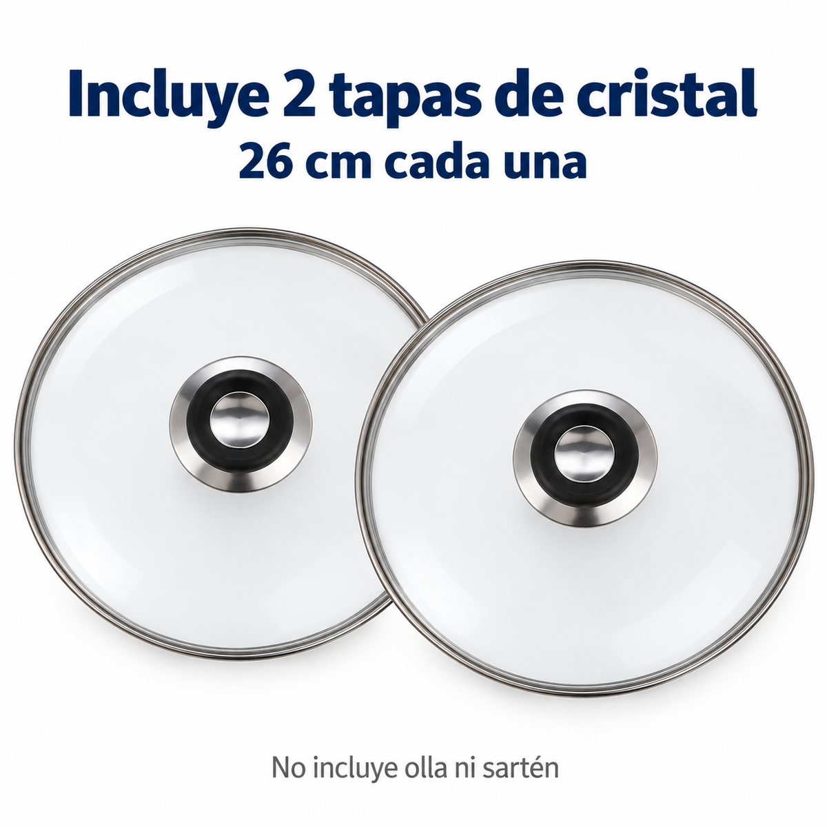 Pack 2 tapa de Cristal 26 Cm para Sartén, Ollas Vidrio