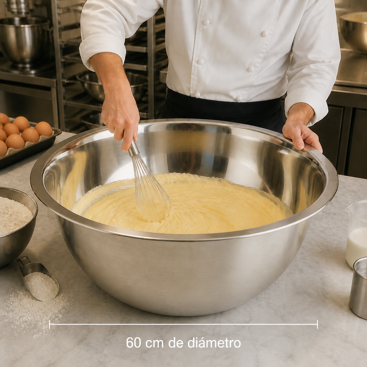 Bowl Acero Inoxidable Ensaladas Cocina Reposteria 60cm Plateado