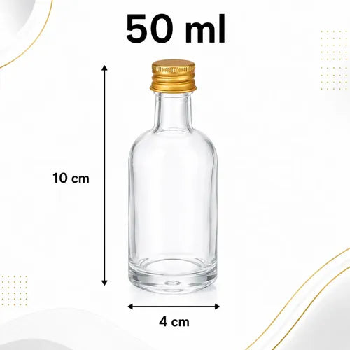 Pack 12 Mini Botellas De Vidrio 50ml Con Tapa Metálica