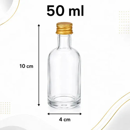 Pack 12 Mini Botellas De Vidrio 50ml Con Tapa Metálica