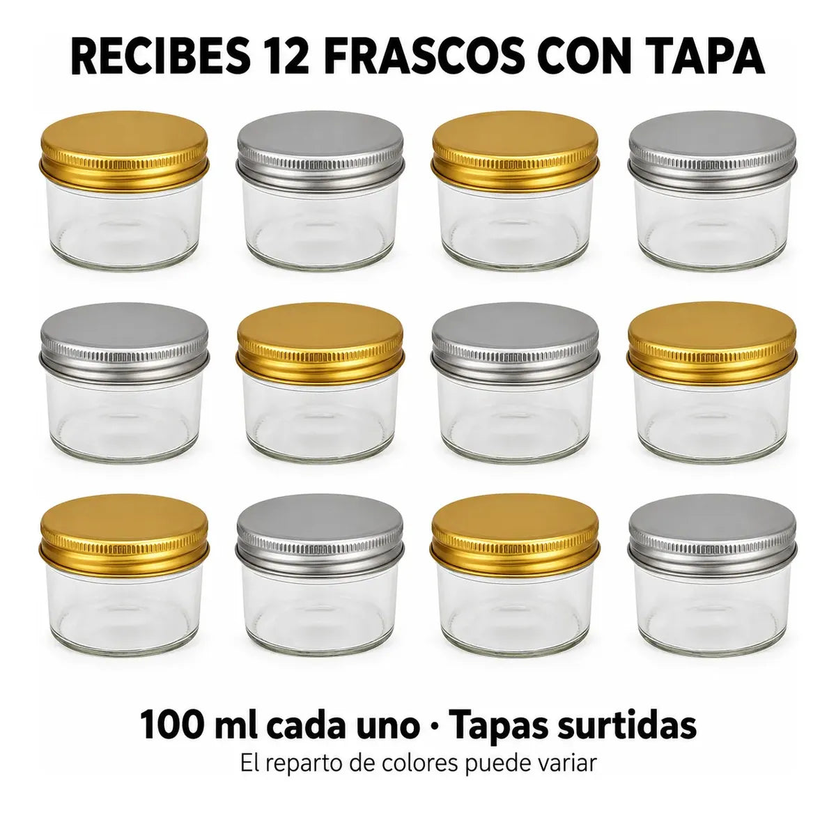 Pack 12 Frascos De Vidrio 100ml Tapa Metalica