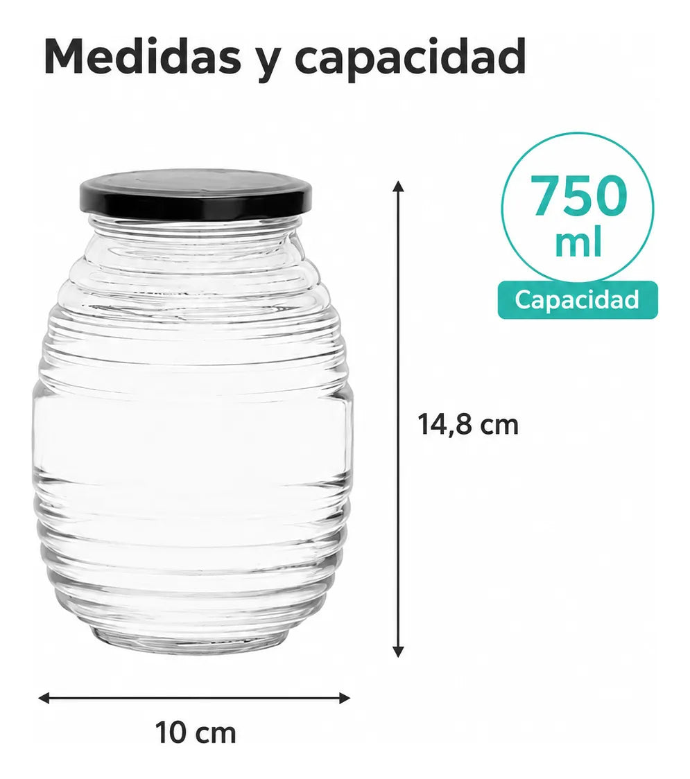 Pack 12 Frasco Conservero De Vidrio Panal 750ml