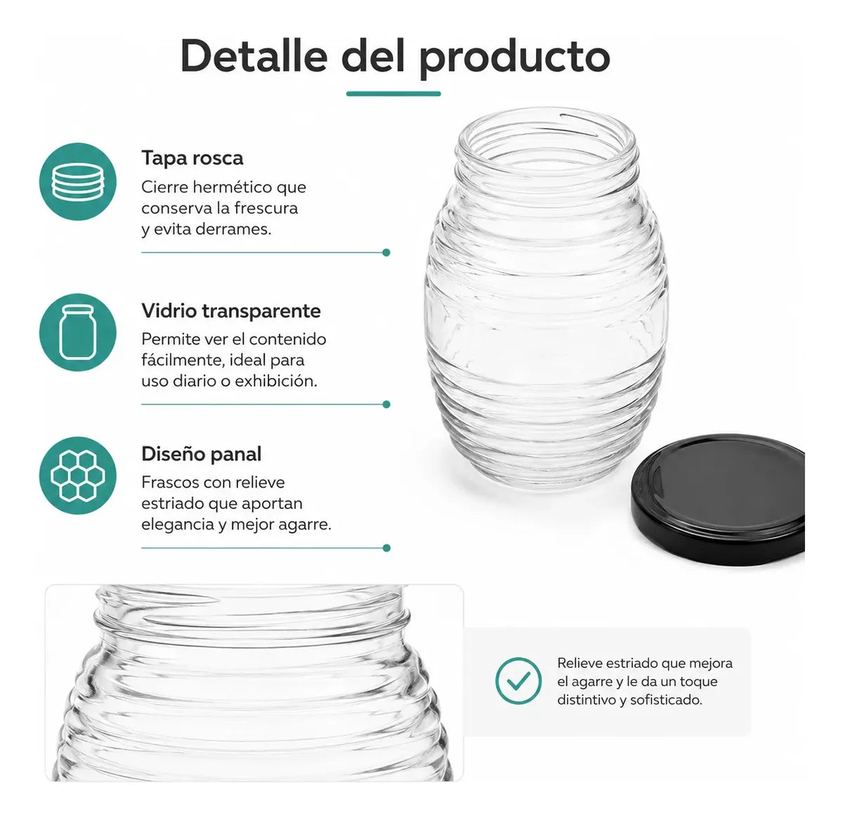 Pack 12 Frasco Conservero De Vidrio Panal 750ml