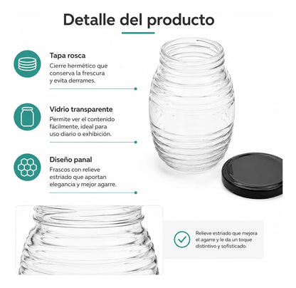 Pack 12 Frasco Conservero De Vidrio Panal 750ml