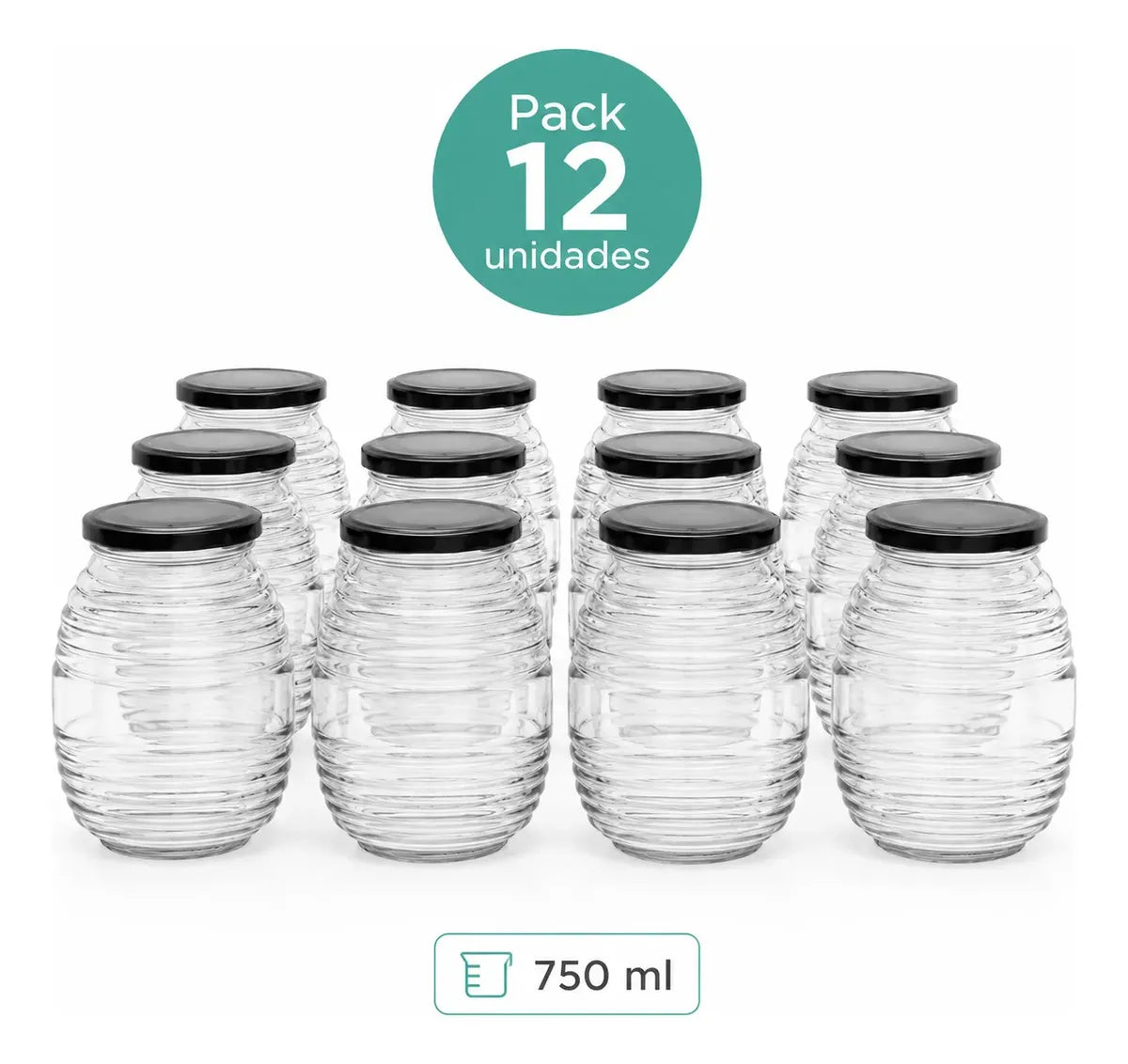 Pack 12 Frasco Conservero De Vidrio Panal 750ml