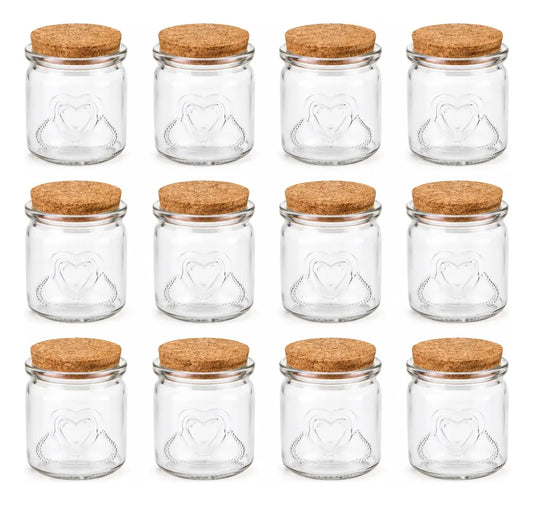 Pack 12 Frascos Vidrio 150ml Tapa Corcho Para Postres