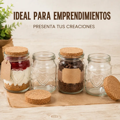 Pack 12 Frascos Vidrio 150ml Tapa Corcho Para Postres