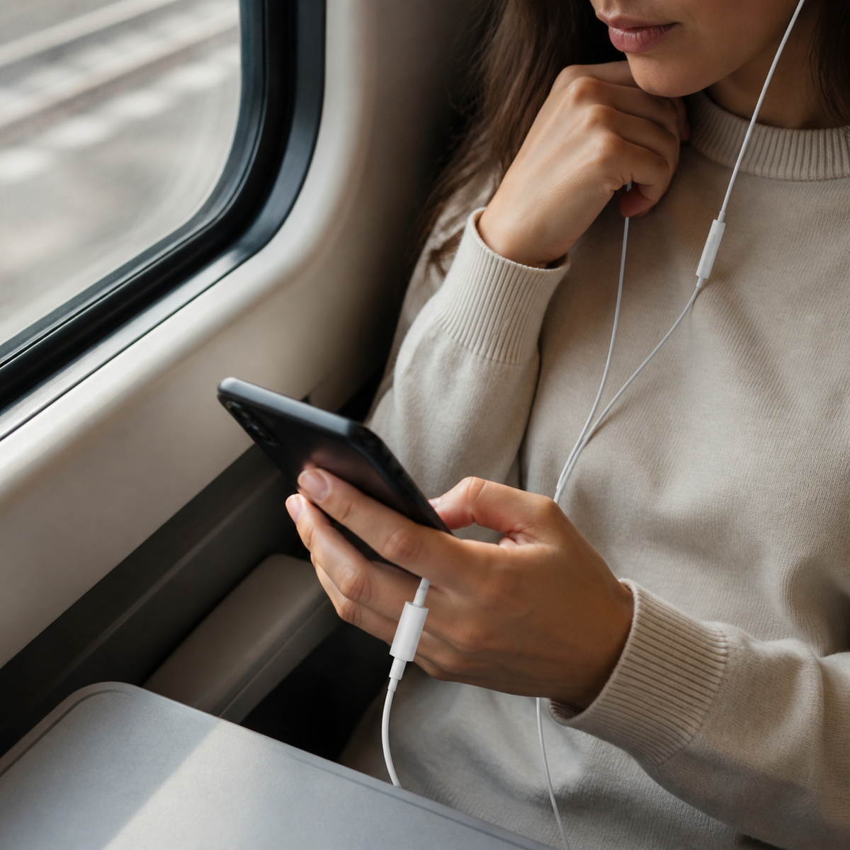 Adaptador de audio utilizado durante un viaje