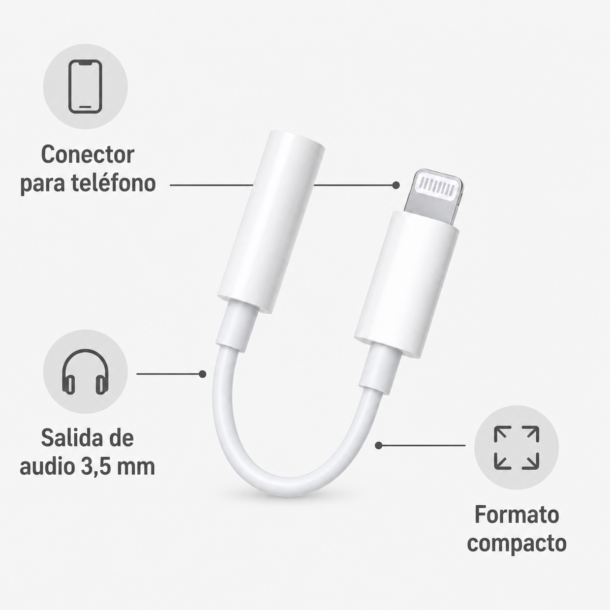 Conectores y formato del adaptador de audio