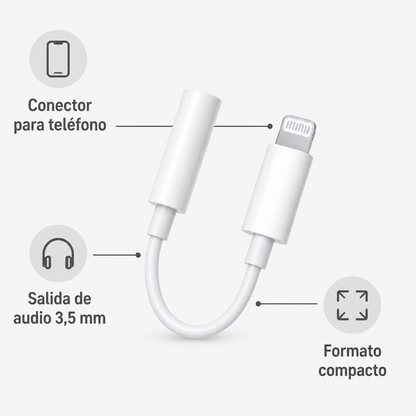 Conectores y formato del adaptador de audio