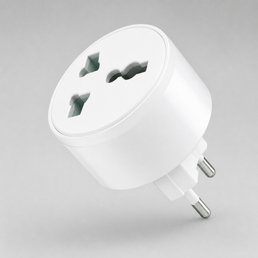 Adaptador universal blanco en vista de estudio