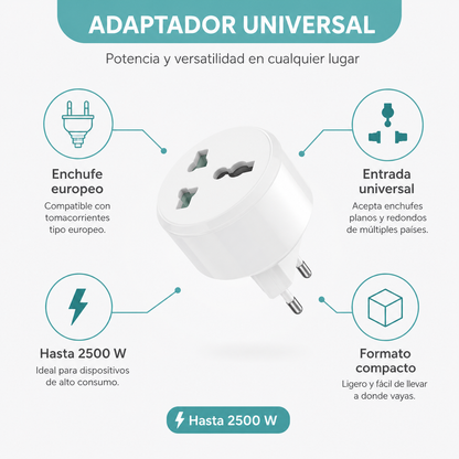 Características del adaptador universal blanco
