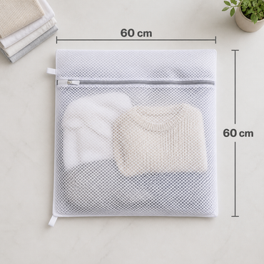 Bolsa de lavado de malla con prendas grandes y medidas 60 x 60 cm