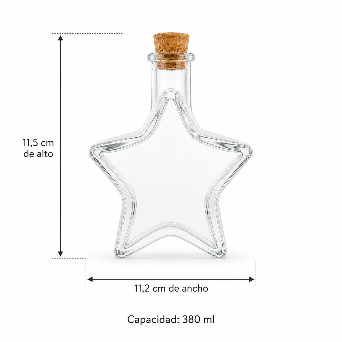 Pack Botellas de Vidrio Estrella 380 ml con Tapa de Corcho | 12, 18 o 24 Unidades