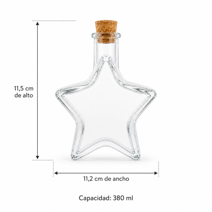 Pack Botellas de Vidrio Estrella 380 ml con Tapa de Corcho | 12, 18 o 24 Unidades