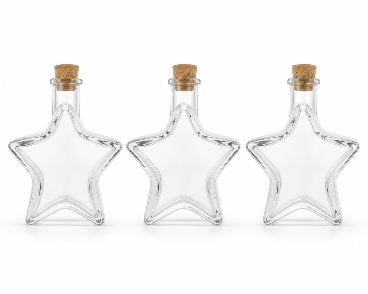 Pack Botellas de Vidrio Estrella 380 ml con Tapa de Corcho | 12, 18 o 24 Unidades
