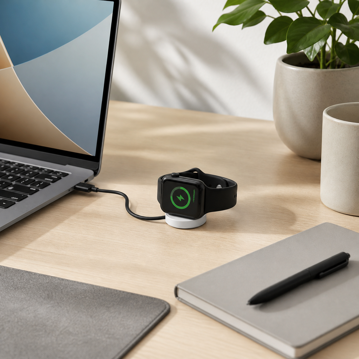 Cargador magnético para reloj en escritorio
