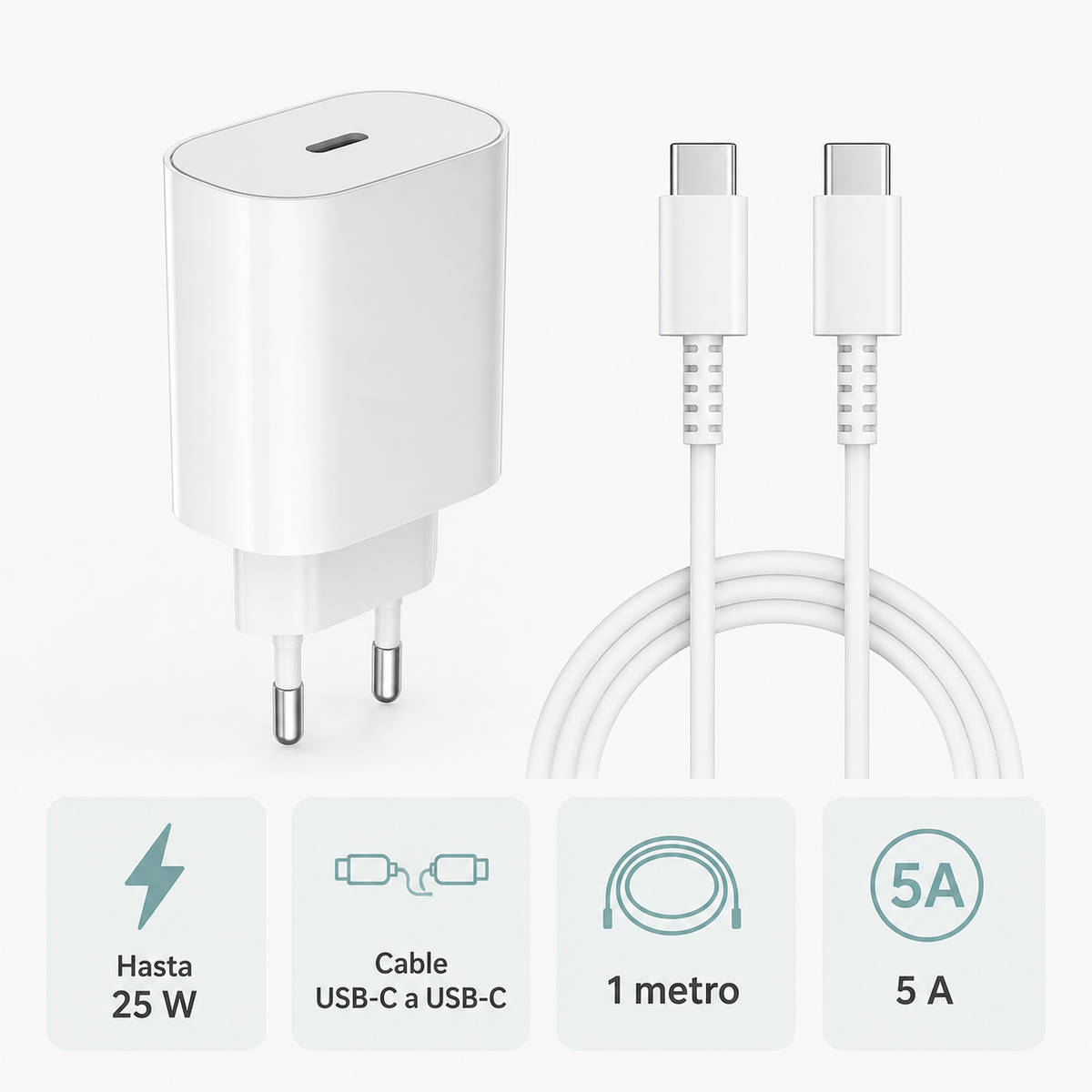 Características del cargador USB-C de 25 W