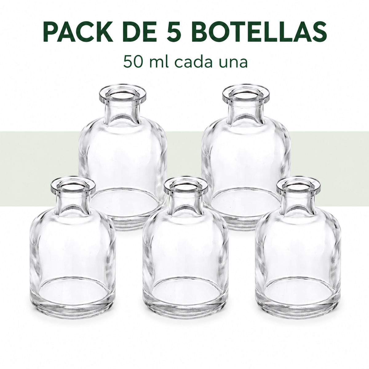Pack 5 Botellas De Vidrio Difusor De Aromas 50 Ml