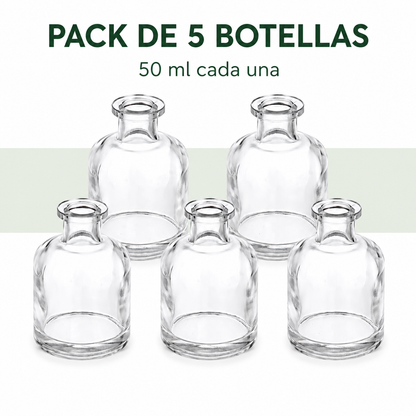 Pack 5 Botellas De Vidrio Difusor De Aromas 50 Ml